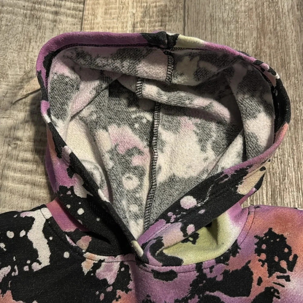 Justice Black and Purple Tie-Dye Hoodie Sweatshirt-size M